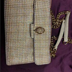 Kurt Geiger Crystal Clutch with Gold Chain